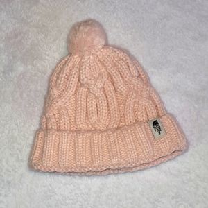 North Face blush pink winter beanie
